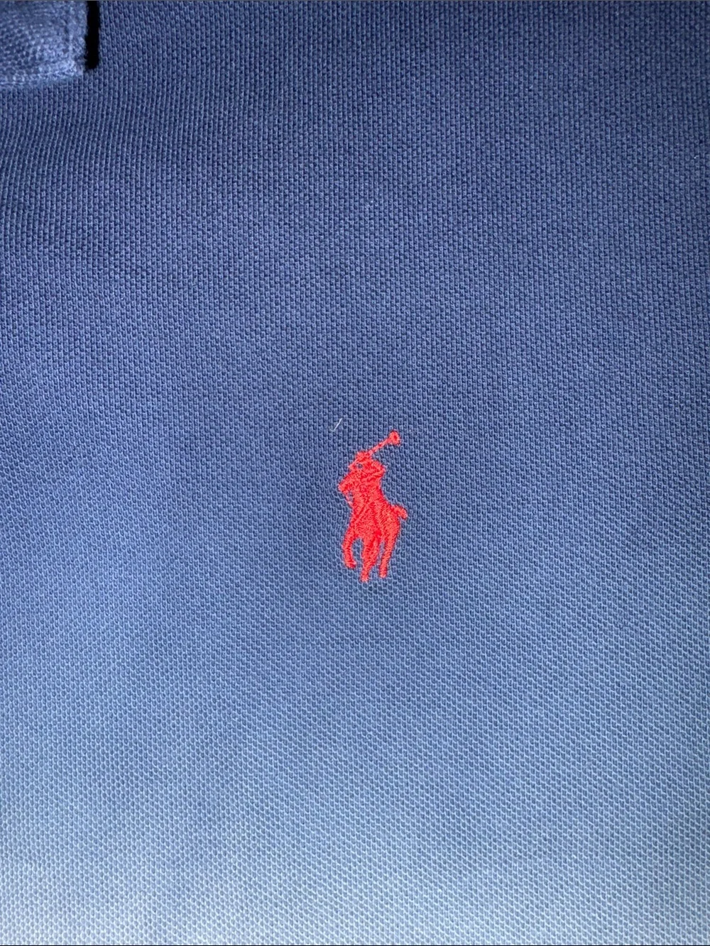 Polo Ralph Lauren Custom Slim Fit Ombre Mesh Polo Shirt Navy White Red Large